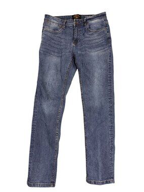 Copper & Oak Mens Blue Denim Jeans 34x31 Slim Straight Fit Five Pocket Zip